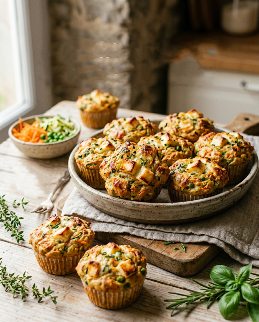 Muffins Mini floretes Salgados Fit, Legumes e Queijo de Qualho